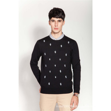 Crew Neck Sweater bordado Knit para homens